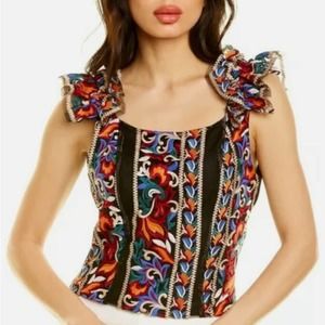 ANTHROPOLOGIE NEW Embroidered Ruffle Top